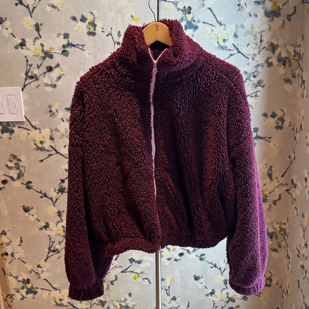Cozy Burgundy Sherpa Jacket
